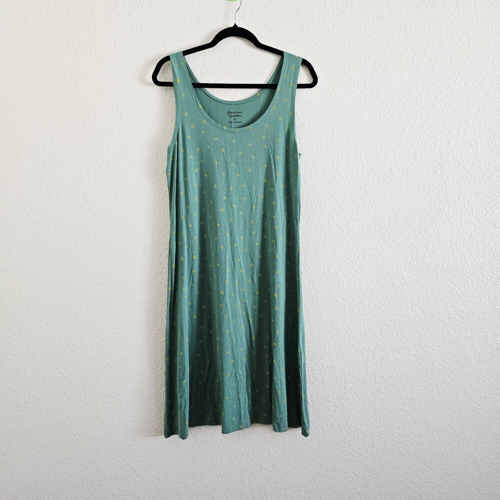 Gudrun Sjoden Lyocel Green Polka Dot Pytte Sleeveless Stretch Summer Dress Sz M - Picture 9 of 9